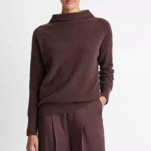 NWT Vince 100% Cashmere Funnel Neck Sweater in Cocoa (Brown) Color